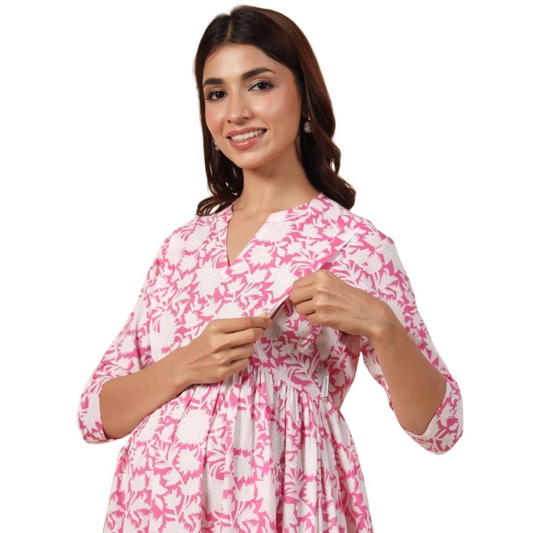 Floral Print A-Line Dress with Insert Pocket