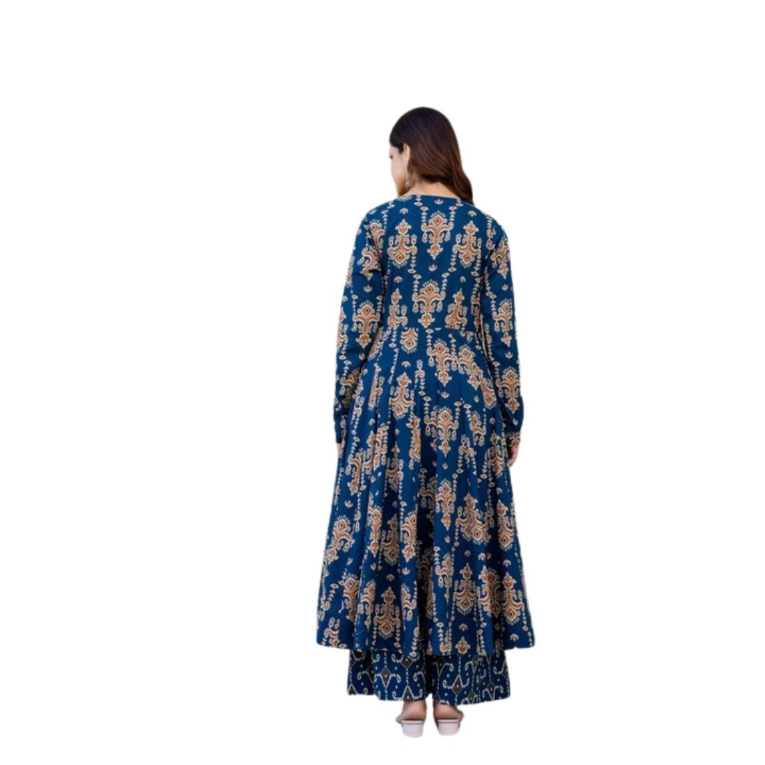 Ruhani Anarkali Suit Set with Mul Cotton Dupatta