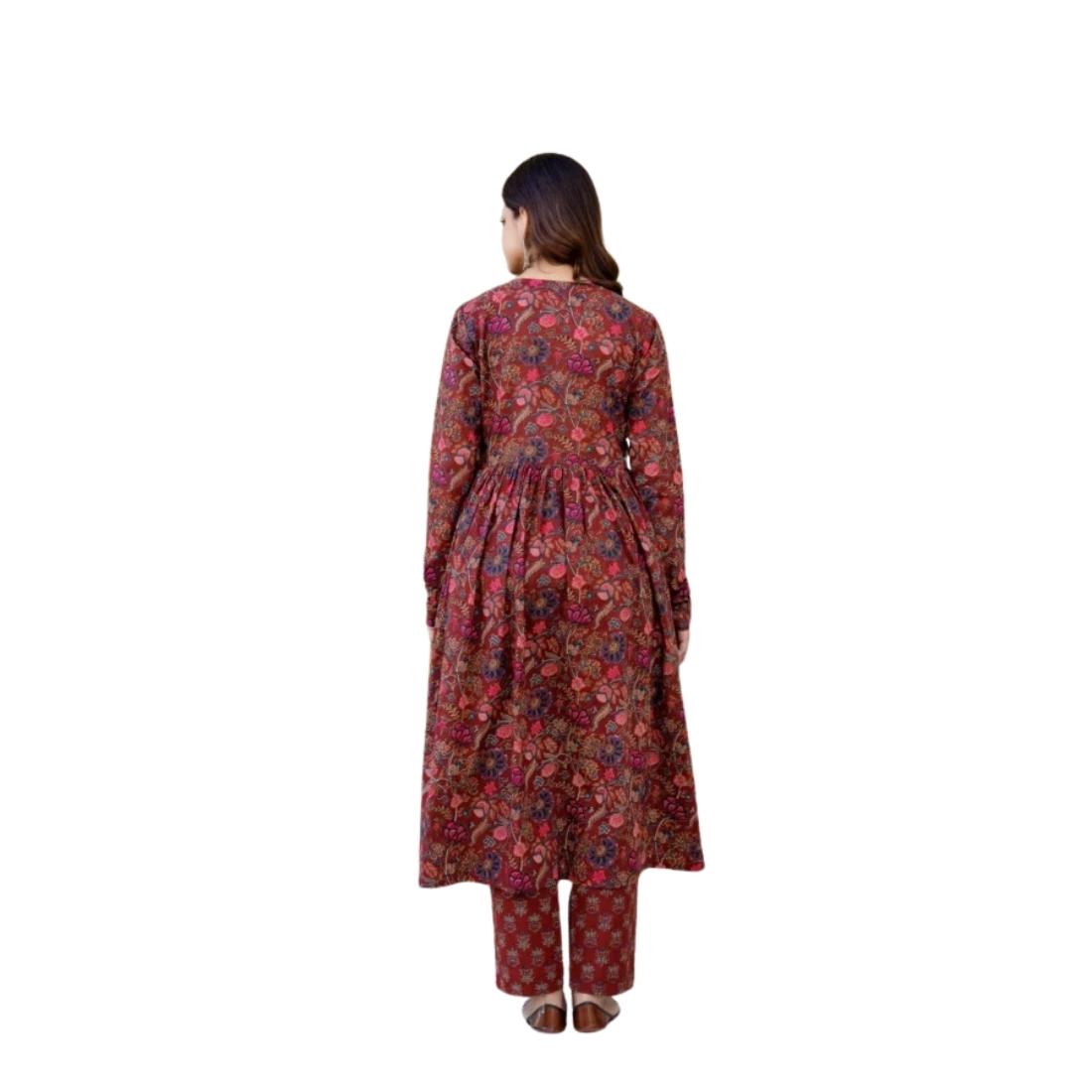 Ruhani Anarkali Suit Set with Mul Cotton Dupatta