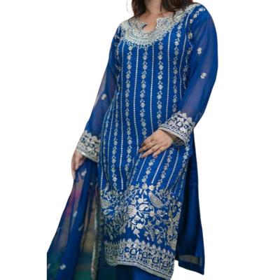 Georgette Embroidered Three Piece Set for Women | Festive Party Wear Dress