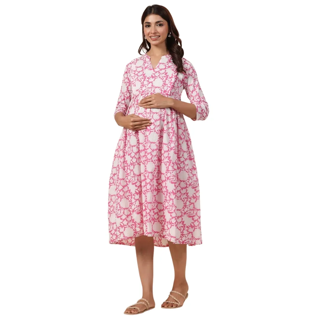 Floral Print A-Line Dress with Insert Pocket thumb 5