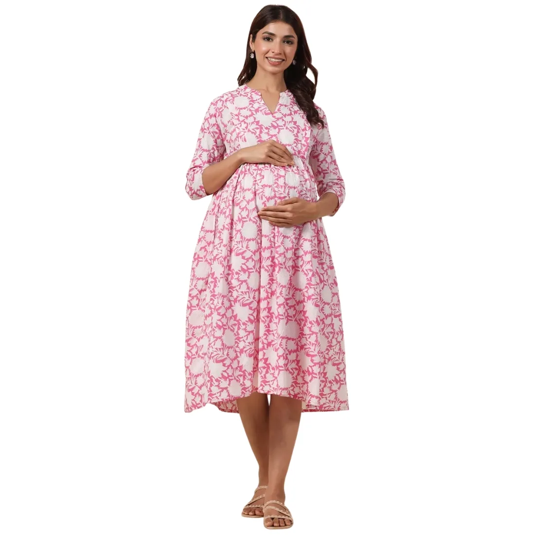 Floral Print A-Line Dress with Insert Pocket