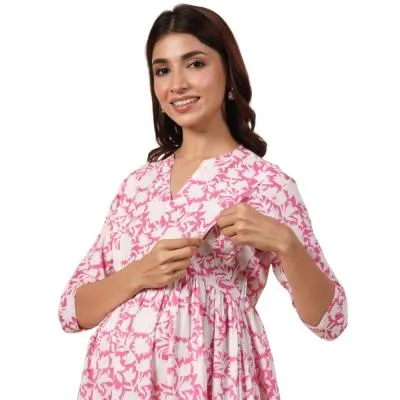 Floral Print A-Line Dress with Insert Pocket